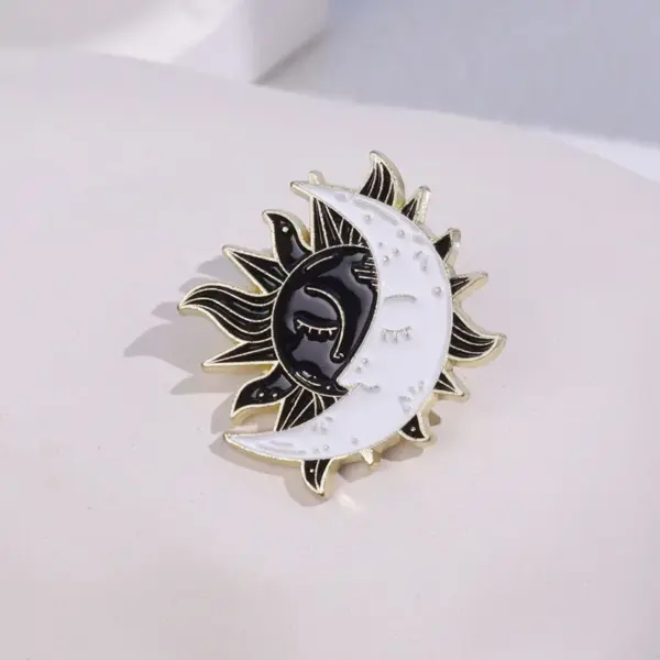 Sun Moon Yin Yang Enamel Pins Brooches - Image 6