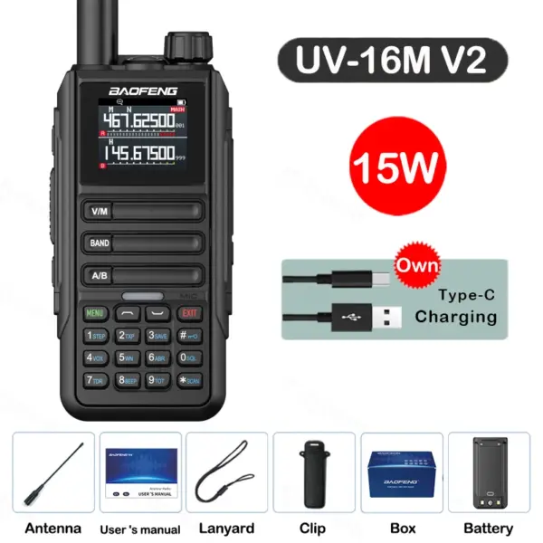 Baofeng UV16M V2 Walkie Talkie 15W with Full Band LCD - Image 13