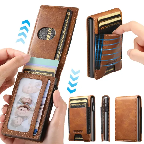 SUTENI Faux Leather Wallet with Card Eject Feature - Image 2