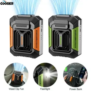 COOSKR Waist Clip Fan with Power Bank and Light