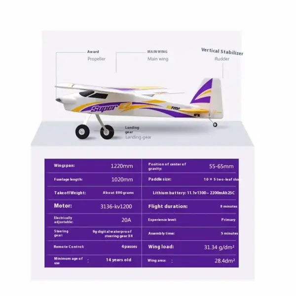 FMS 1200mm Super Ez V4 RC Airplane Model - Image 6