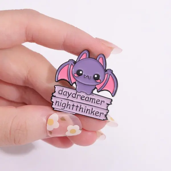 Fun Bat Cat Enamel Pins Model 1 for Backpack and Clothing - Image 2
