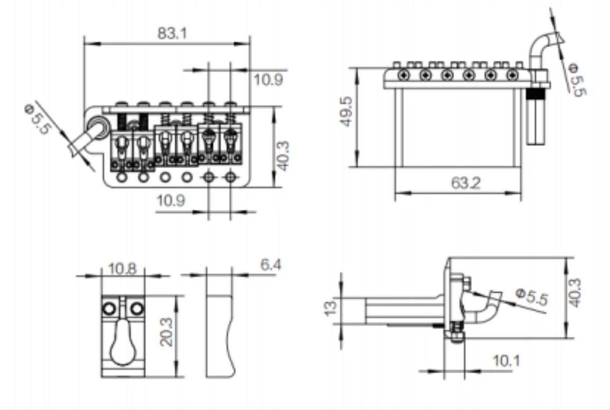 Guyker Chrome Black Gold Guitar Tremolo Bridge 6 Guyker Chrome Black Gold Guitar Tremolo Bridge - Image 6