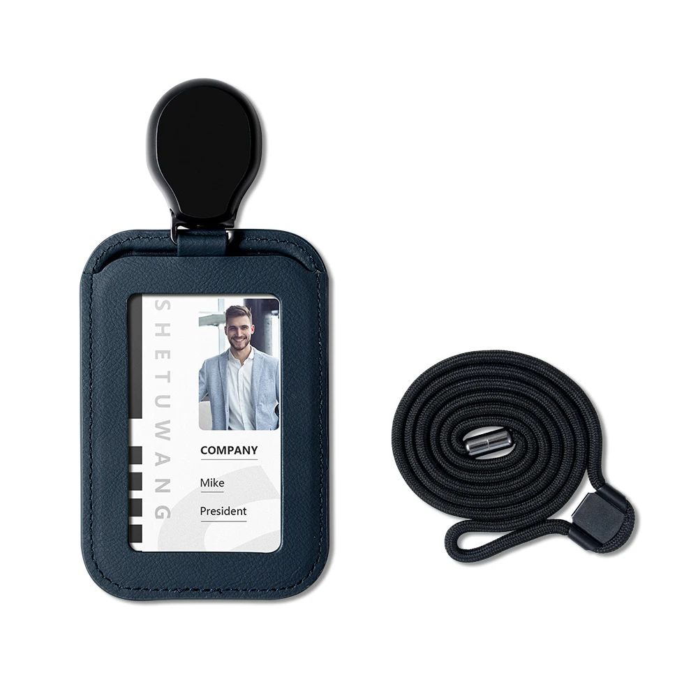 Retractable Leather ID Badge Holder Lanyard 8 Retractable Leather ID Badge Holder Lanyard - Image 8