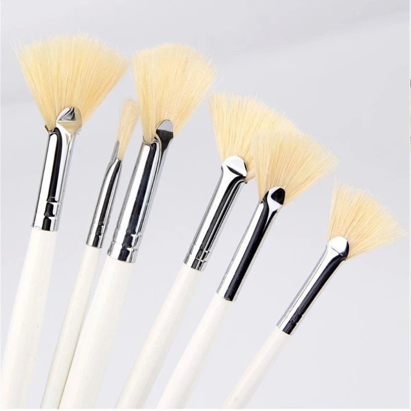 6Pcs Fan Shaped Bristle Paintbrush Set 2 6Pcs Fan Shaped Bristle Paintbrush Set - Image 2
