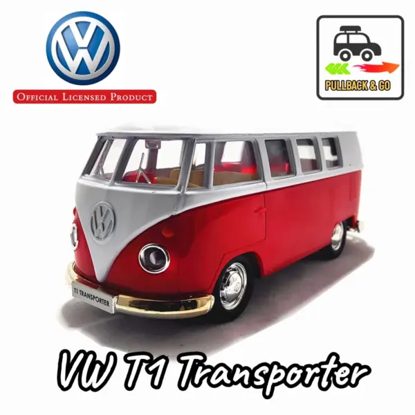 1:36 VW T1 Bus Pullback Diecast Toy Car - Image 9