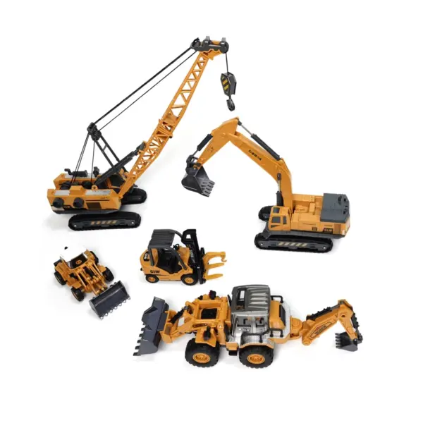 Diecast Construction Crane and Digger Model Set - Image 2