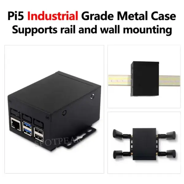 Raspberry Pi 5 Industrial Metal Case with Mounting Options - Image 3