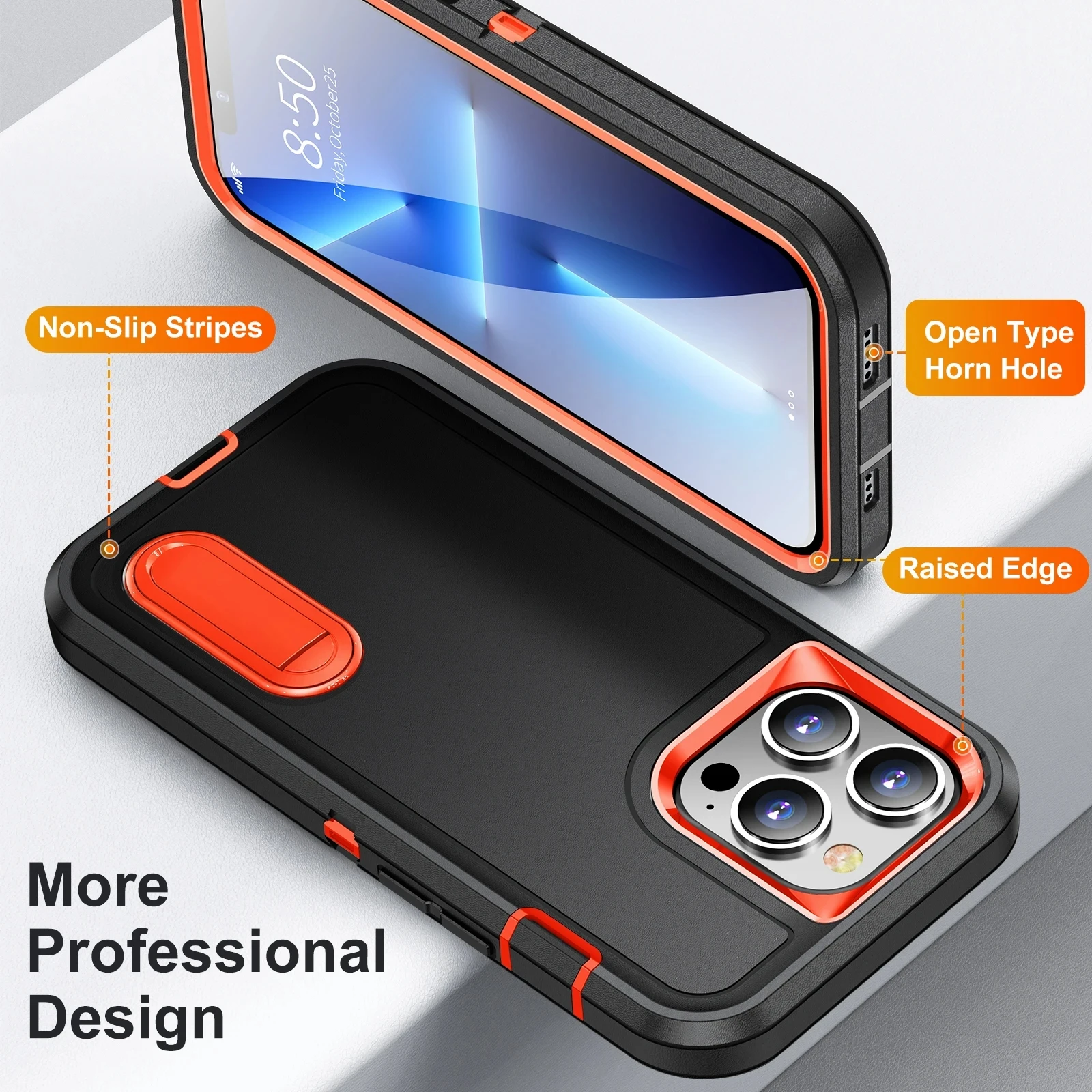 iPhone 11 Black and Orange Kickstand Case 5 iPhone 11 Black and Orange Kickstand Case - Image 5