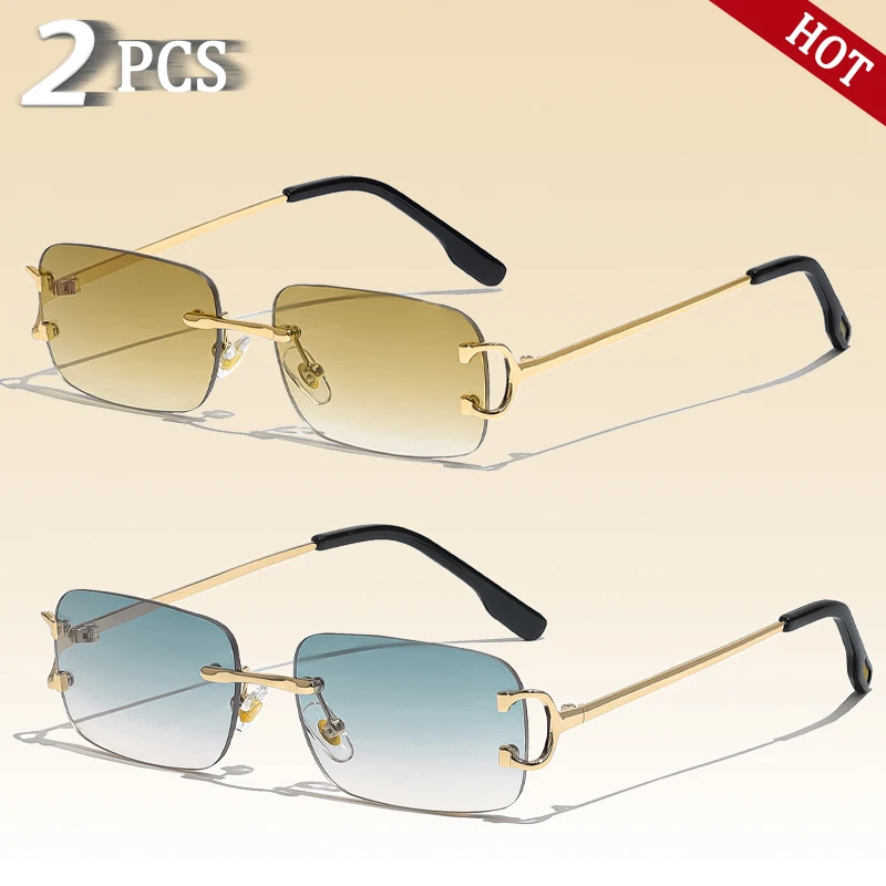 Rectangular Rimless Sun Glasses for Men and Women 19 Rectangular Rimless Sun Glasses for Men and Women - Image 19