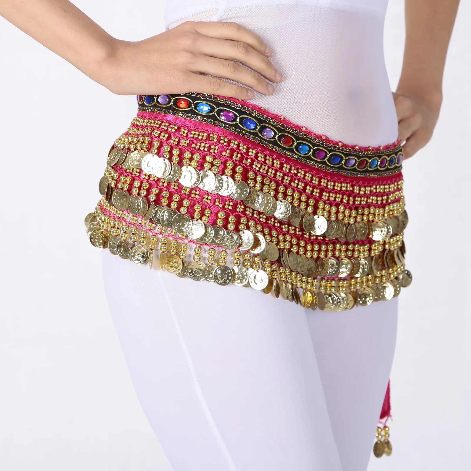 Elegant Velvet Belly Dance Coin Belt with Rhinestones 10 Elegant Velvet Belly Dance Coin Belt with Rhinestones - Image 10