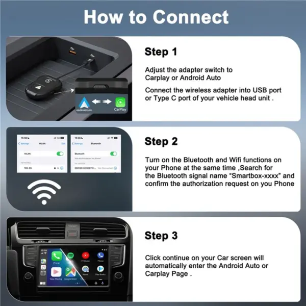 2-in-1 Wireless Carplay Adapter for iPhone & Android - Image 5