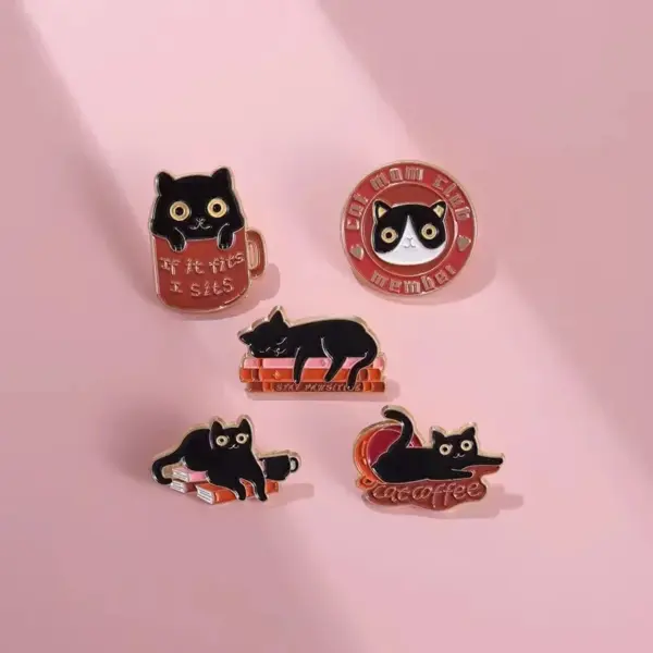 Cat Mom Custom Enamel Pins Black Kitten Brooch - Image 4