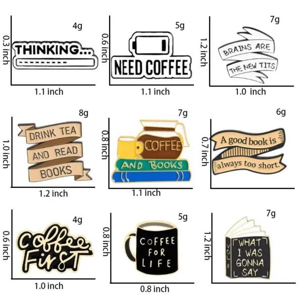Book and Coffee Enamel Pins Collection for Book Lovers - Image 5