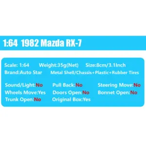 1982 Mazda RX-7 Diecast Model Car 1/64 Scale 11 S342b313462b34310b71b77a796010511x