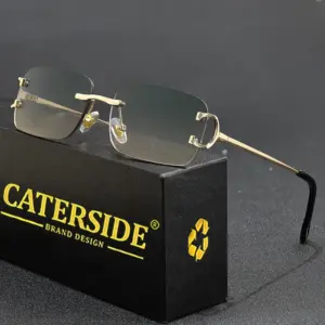 Rectangular Rimless Sun Glasses for Men and Women 22 S36cce5d12e94441785ee0afb2a6bbc16M