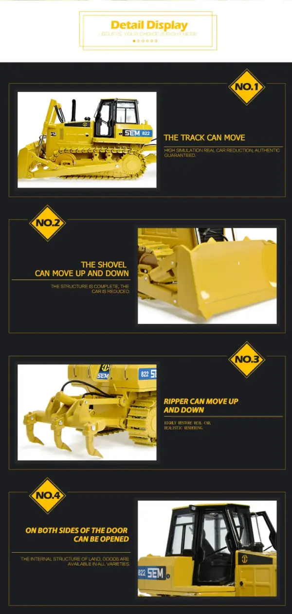 Diecast SEM 816 Bulldozer Model 1:35 Scale - Image 8