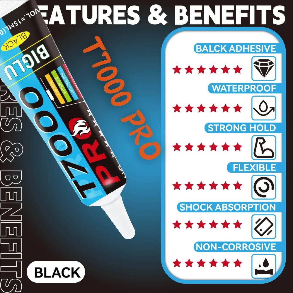 T7000 PRO Black Adhesive Liquid Glue 15ml 2 T7000 PRO Black Adhesive Liquid Glue 15ml - Image 2