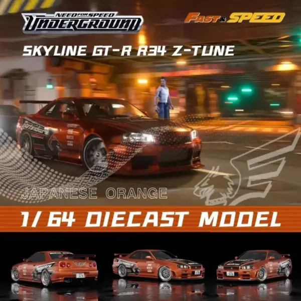 Fast Speed FS 1:64 Skyline GT-R R34 Diecast Model - Image 9