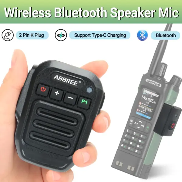 ABBREE Bluetooth Microphone for Two-Way Radios - Image 2