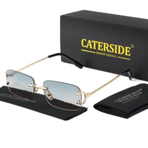 Rectangular Rimless Sun Glasses for Men and Women 37 S3c6de7f5907149d390dce5bdf7e8651au