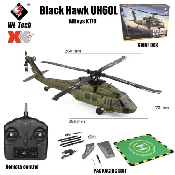 WLtoys K170 UH-60L RC Helicopter Model - Image 5