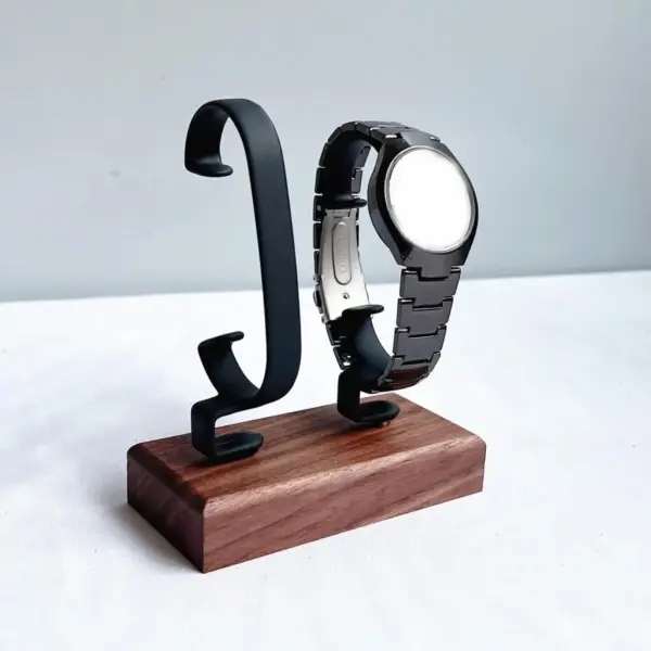 Elegant Wooden Watch Display Stand with Base - Image 2
