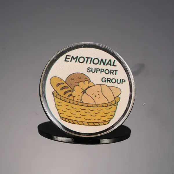 Emotional Support Pin Badge with Bread Basket Design - Image 4