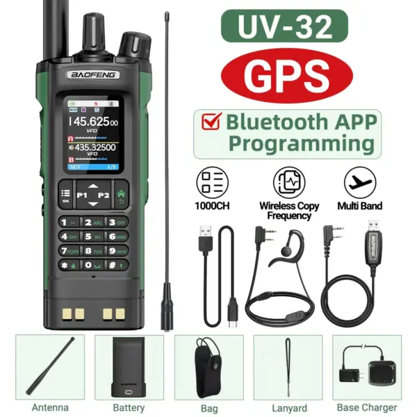 BAOFENG UV-32 GPS Walkie Talkie 10W with Bluetooth - Image 8