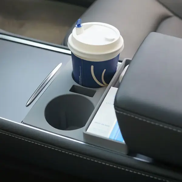 Tesla Model 3 & Y Silicone Cup Holder Insert with Key Card Storage - Image 4