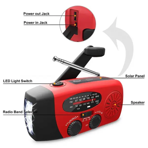 STONEGO Emergency Multi-Function Radio with Solar and Power Bank - Image 3