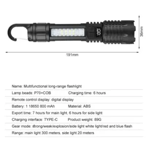 Rechargeable LED Hands-Free Flashlight SJ004-1 14 S45bfed82224e446c9b7df36cb77c51dd5