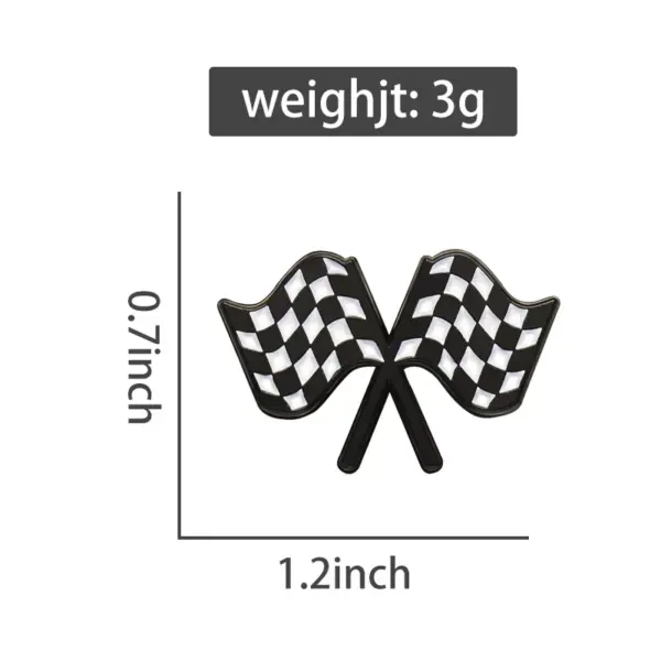 Checkerboard Flag Enamel Brooch Pin for Racing Fans - Image 5