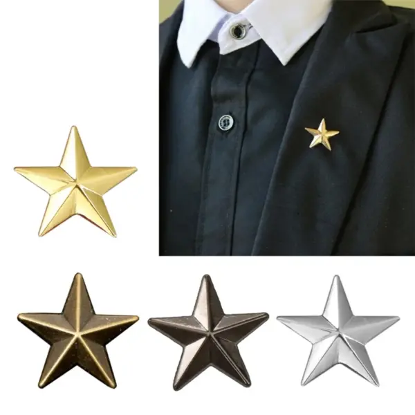 Chinese Style Metal Five-Pointed Star Badge Set - Image 3