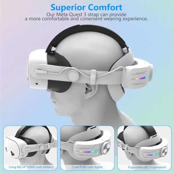 12000mAh Head Strap Battery for Meta Quest 3 - Image 4