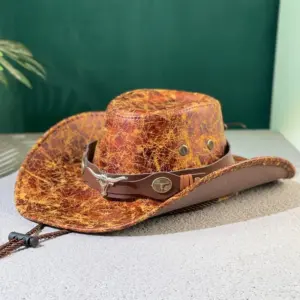 Vintage Faux Leather Western Cowboy Hat for Adults 15 S4859f26c693b46b29379b0dbd4e45bdan