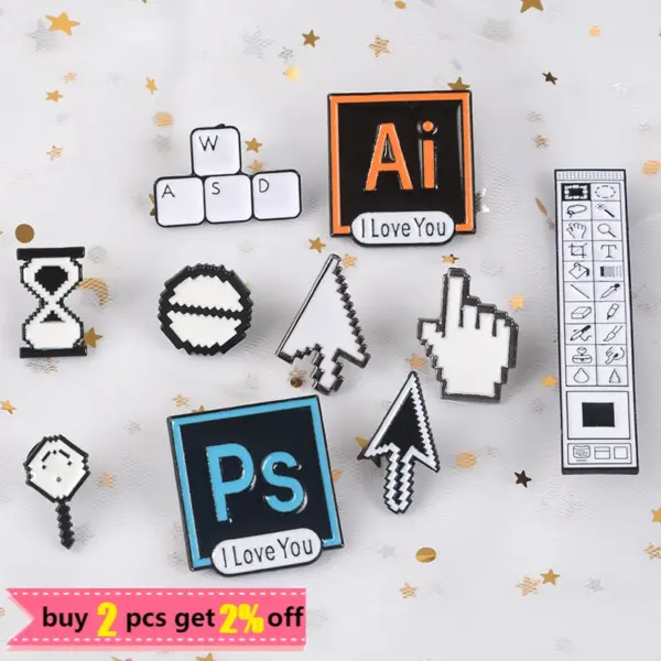 Pixel Cursor Photoshop Toolbar Brooch Pins - Image 2
