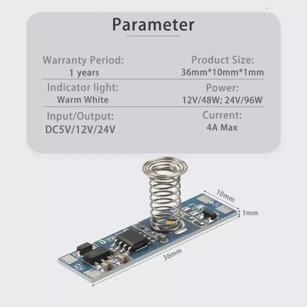 12V/24V LED Touch Sensor Dimmer Switch TD01 - Image 3