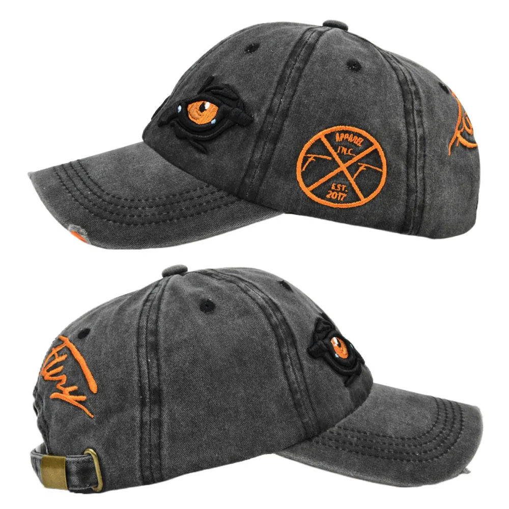 Unisex Washed Cotton Baseball Cap with Eagle Embroidery 3 Unisex Washed Cotton Baseball Cap with Eagle Embroidery - Image 3