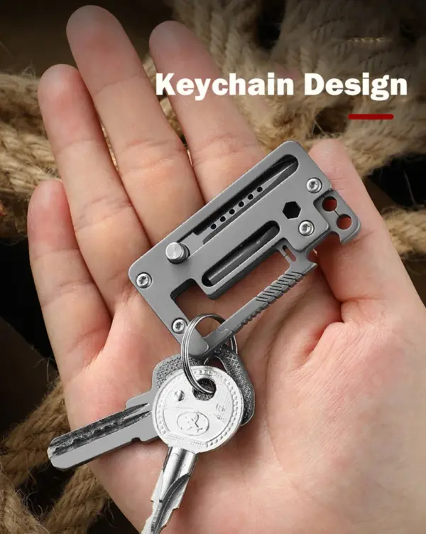 5-in-1 Titanium Folding Multitool Keychain Knife - Image 2