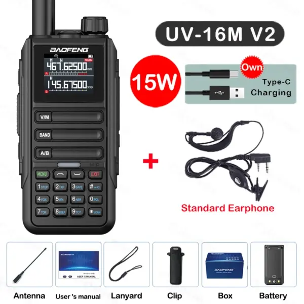 Baofeng UV16M V2 Walkie Talkie 15W with Full Band LCD - Image 14