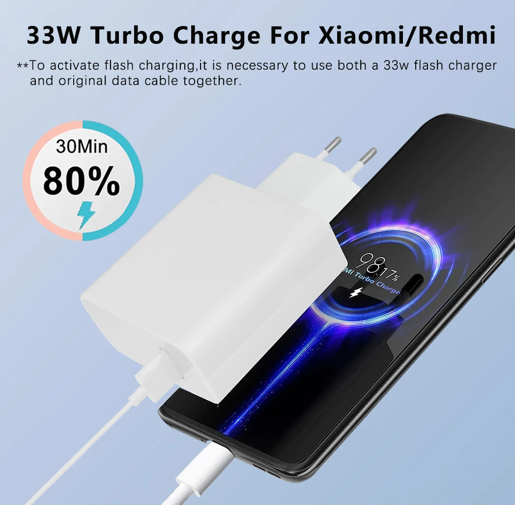 Original Xiaomi 33W Turbo Charger for Redmi Note 13 4 Original Xiaomi 33W Turbo Charger for Redmi Note 13 - Image 4