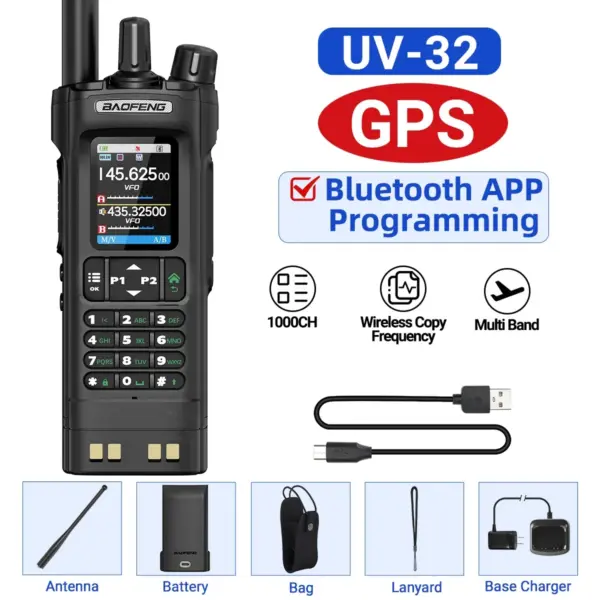 Baofeng UV-32 GPS Walkie Talkie 10W with Bluetooth - Image 13