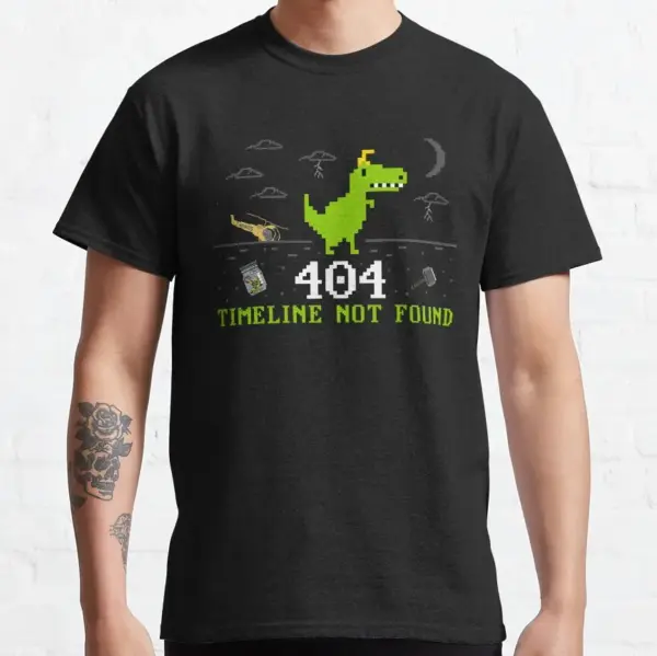Funny 404 T-Rex Dinosaur Cartoon Tee for Men - Image 7