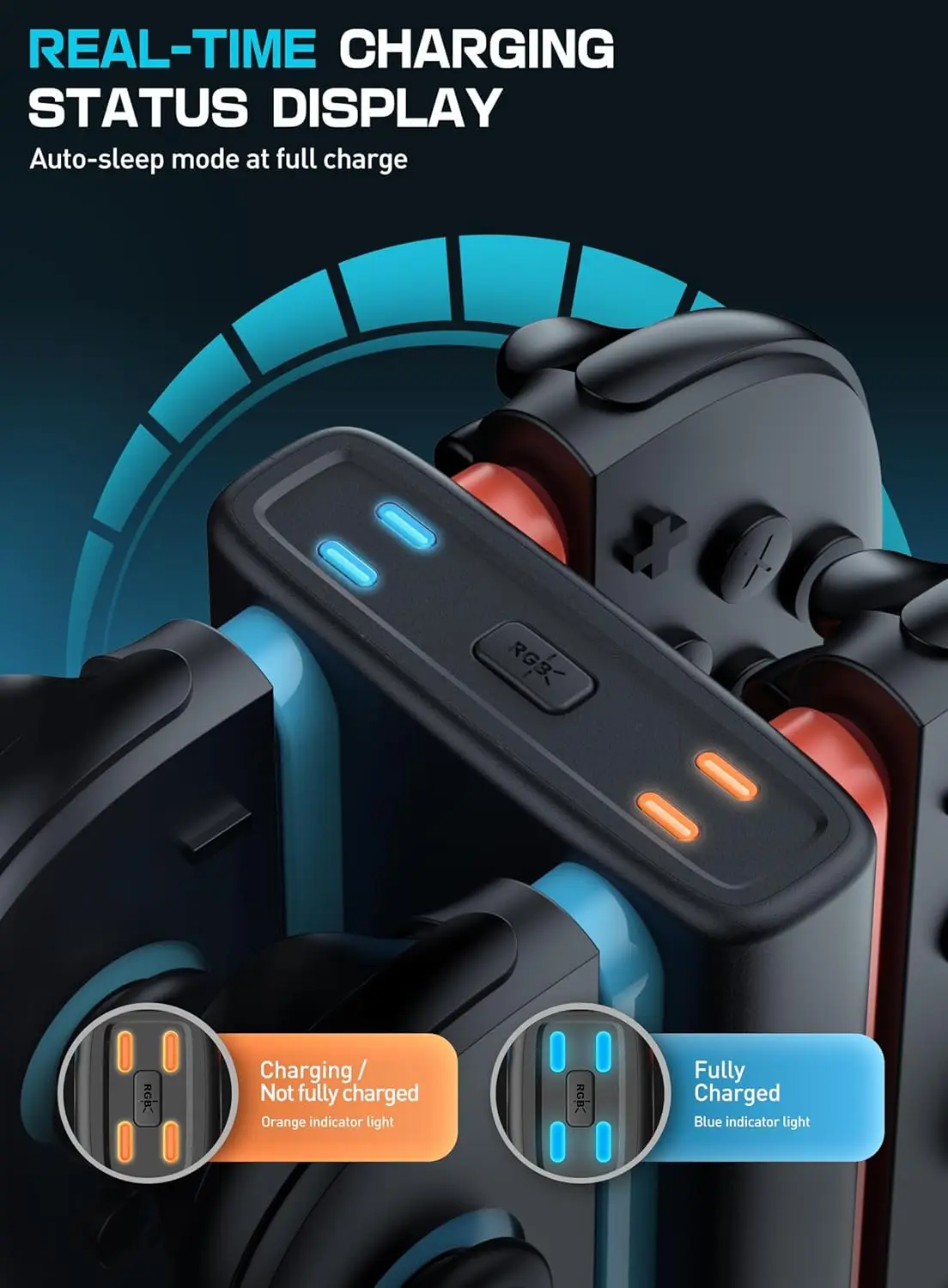 Black 4-in-1 Nintendo Switch Joy-Con Charger Dock 2 Black 4-in-1 Nintendo Switch Joy-Con Charger Dock - Image 2