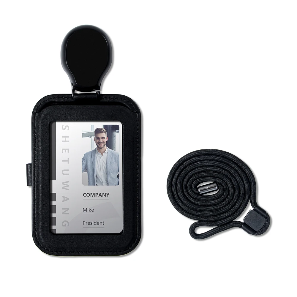 Retractable Leather ID Badge Holder Lanyard 11 Retractable Leather ID Badge Holder Lanyard - Image 11