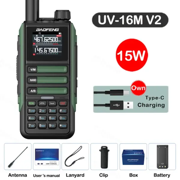 Baofeng UV16M V2 Walkie Talkie 15W with Full Band LCD - Image 7