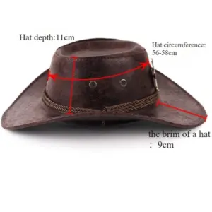 Vintage Faux Leather Western Cowboy Hat for Adults 16 S53caed61a380481cb2669a60cde160ce2