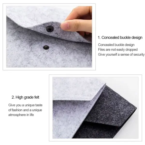 A4 Felt Document Folder with Buckle - Image 4