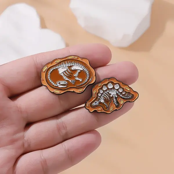 Cartoon Dinosaur Fossil Enamel Pin Vintage Brooch - Image 2